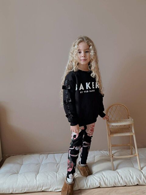 carla10 Kız Çocuk İki İplik Elastanlı Üst Alt Eşofman Takım Siyah - S000497981-19351