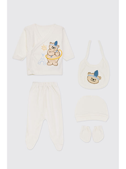 Panço Yenidoğan Ayıcık Detaylı Ekru 5'li Hastane Çıkış Seti - S000525903-19965