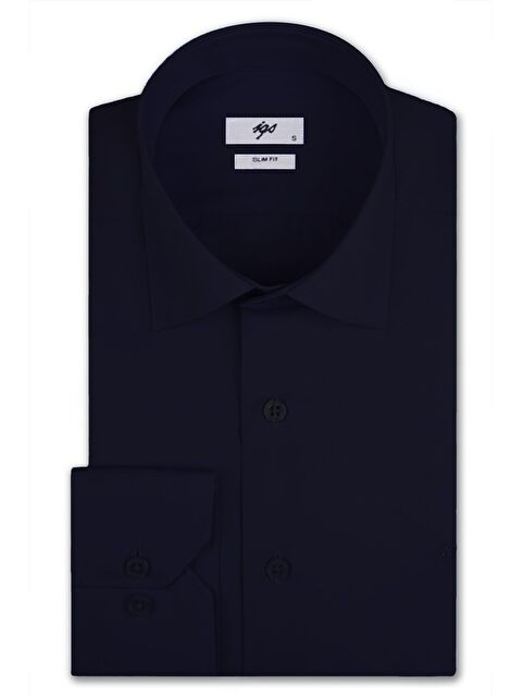 igs Lacivert Slim Fit Dar Kalıp Klasik Yaka Düz Uzun Kollu Cepsiz Pamuklu Gömlek - S000490103-21164