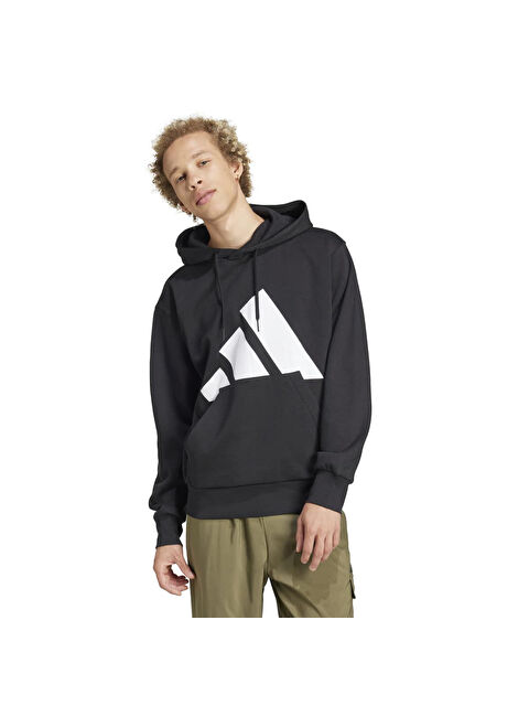 Adidas Big Logo Fleece Erkek Siyah Kapüşonlu Sweatshirt - S000504580-19351