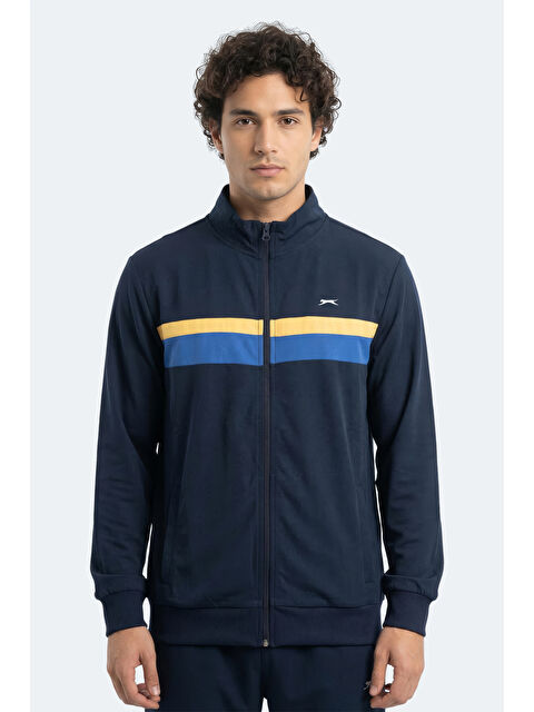 SLAZENGER RENCOR Erkek Dik Yaka Fermuarlı Lacivert Sweatshırt