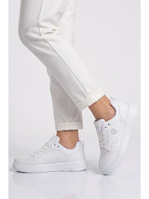 Walkway Beyaz Bağcıklı Hafif Esnek Unisex Günlük Ayakkabı BST-2081 G