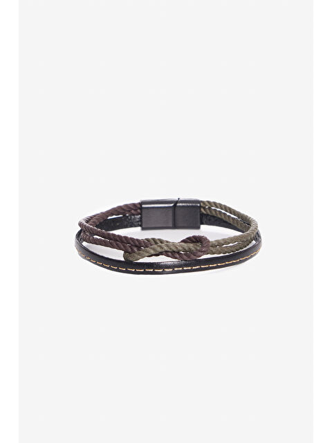 Altınyıldız Classics Erkek Siyah-Kahverengi Deri Bileklik - S000419972-37433