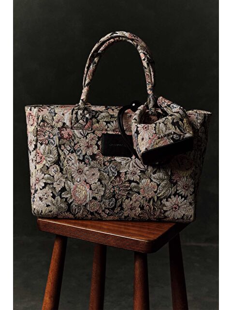 Manuka Jakar Desenli Tote Çanta Pudra - S000498180-7152