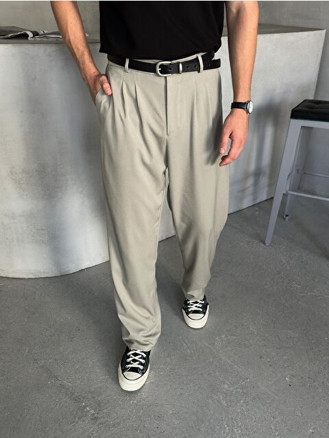 HYMAN Erkek Pileli Baggy Kalıp Kumaş Pantolon - S000516465-17354