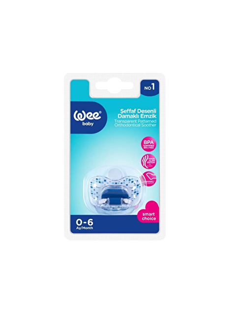 WEE BABY Şeffaf Desenli Damaklı Emzik No:1 - MAVİ - S000375368-17234