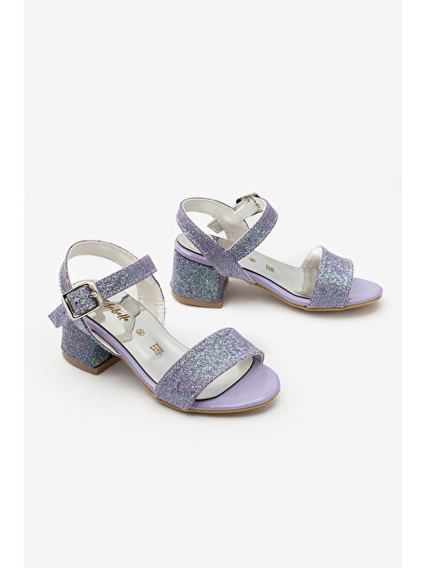 Le Mabelle Lila Tek Bantlı Bilekten Bağlamalı Kız Çocuk Topuklu Ayakkabı