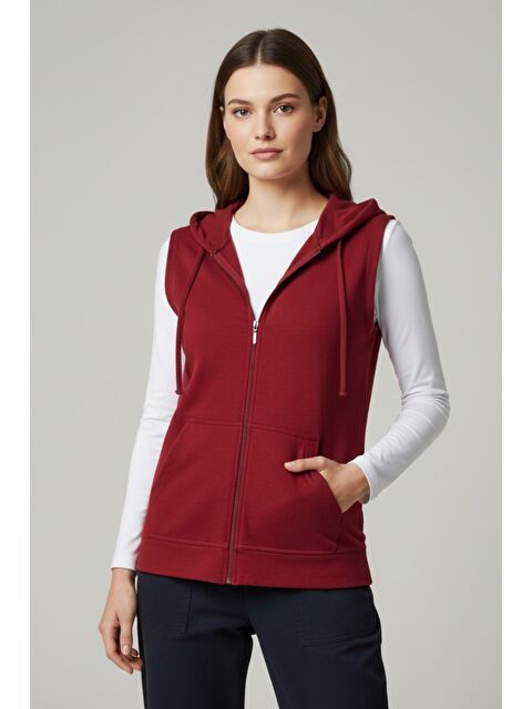 MİSS DÜNYA LİSSA Kadın Sıfır Kol Kapüşonlu Hırka ve Uzun Kollu Tişört Takımı - S000497986-20046