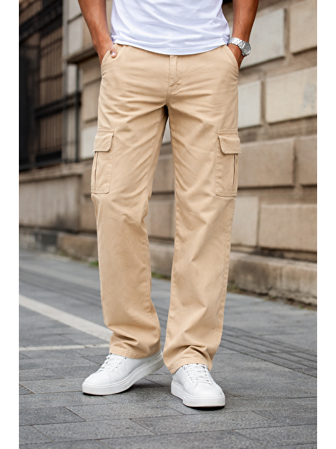 Comstar Erkek Kargo Cepli Pamuklu Taş Baggy Pantolon