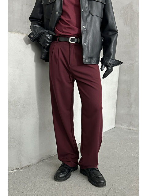 HYMAN Erkek Pileli Baggy Kalıp Kumaş Pantolon - S000516465-19951