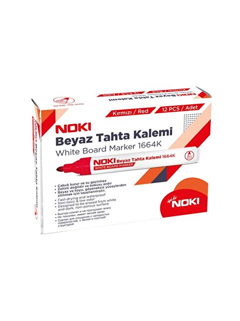 Noki Doldurulabilir Beyaz Tahta Kalemi Kırmızı 12 Adet 1664K-12 - S000346678-20045