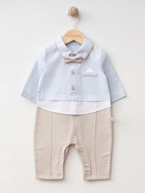 miomini Gömlek Yaka Papyonlu Erkek Bebek Tulum