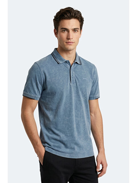 SLAZENGER ZALE Erkek Polo Yaka Indigo Tişört