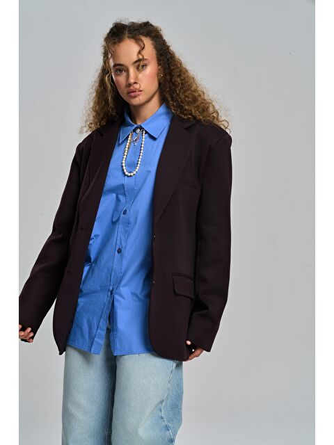 Mai Collection Emma Dikiş Detaylı Acı Kahve Blazer - S000287977-1358