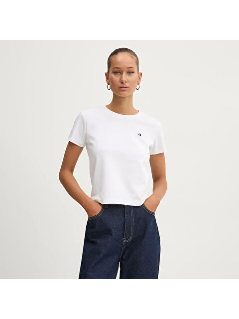 Converse Cropped Kadın Beyaz Yuvarlak Yaka Tişört - S000525916-20063
