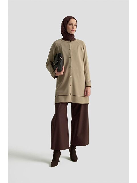 ARMİNE Trend Çizgi Detaylı Triko Hırka 25Ktd4123 Bej - S000508562-19928