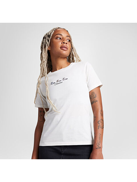 Converse High Tops Kadın Beyaz Yuvarlak Yaka Tişört - S000525914-20063