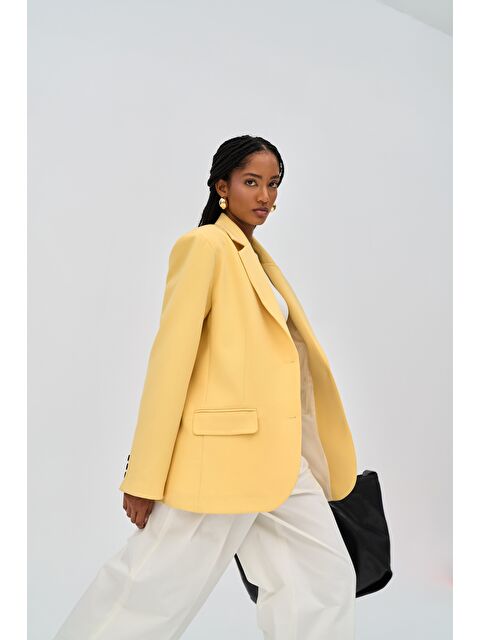 Mai Collection Emma Dikiş Detaylı Sarı Blazer - S000287977-20072