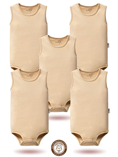 Mahfel %100 Pamuklu Atlet 5'li Baskısız Çıtçıtlı Bebek Body Zıbın FSS - S000513190-19927