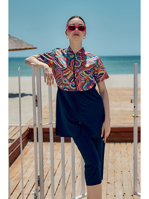 Remsa Mayo Önü Kapaklı Paraşüt Kısa Kollu Yarı Kapalı Mayo Nurel R2601 - S000398346-19351