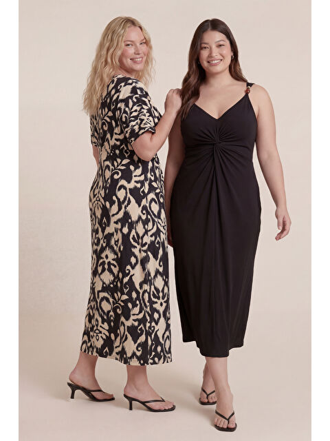 Mylinemoda Toka Detaylı Gipeli Örme Elbise