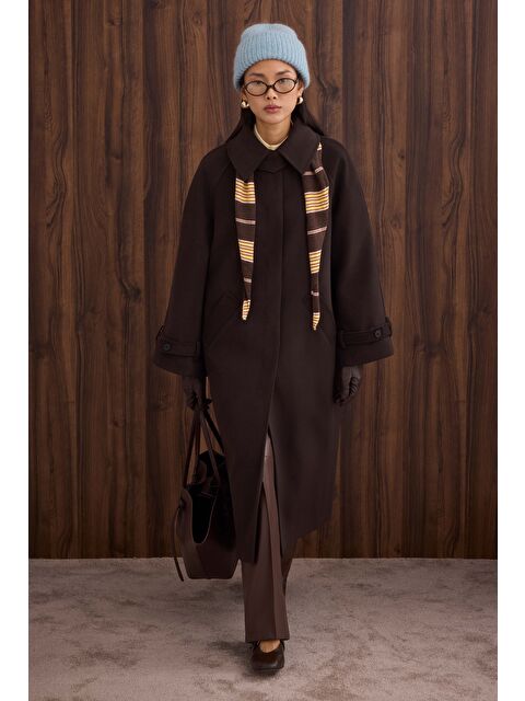 HE-QA Yaka Detaylı Kaban Koyu Kahve - S000471200-28102