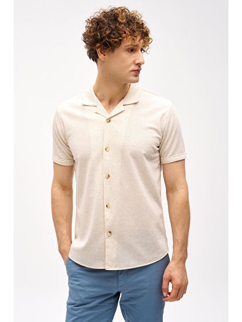 igs Erkek Bej Apaç Yaka Gömlek - S000490109-19928