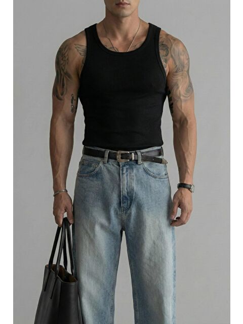 Abluka Online Erkek %100 Pamuklu Basic Fitilli Sporcu Atlet 3'lü Set Siyah - S000506312-19351