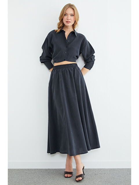 Fullamoda Beli Lastikli Cepli Maxi Boy Etek - S000508212-33408