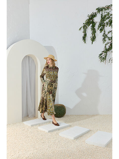 AKER Haki Desenli Elbise