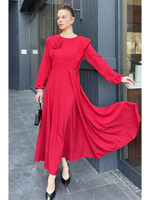 Gülseli Gül Detaylı Kadın Kloş Elbise - S000361133-20045