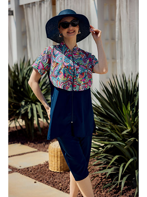 Remsa Mayo Önü Kapaklı Paraşüt Kısa Kollu Yarı Kapalı Mayo Nurel R2602 - S000398348-19351