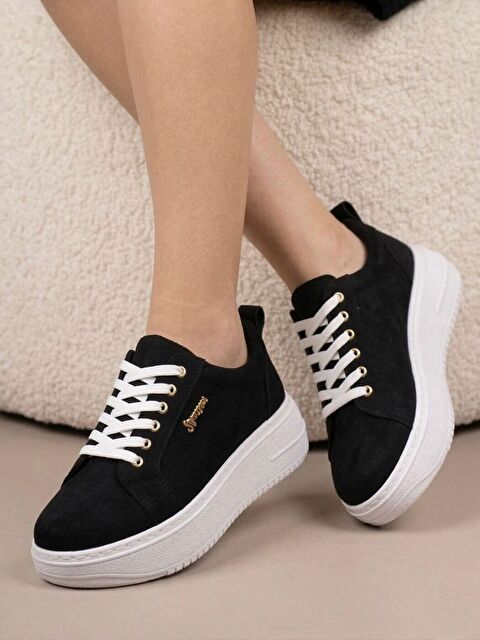 marinarosse Kadın Less Siyah Süet Kalın Tabanlı Ortopedik Günlük Sneaker - S000509035-14430