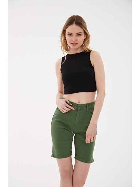 Fashion Friends Pamuklu Dar Kalıp Bisiklet Yaka Crop Kadın Bluz 26Y0326K1