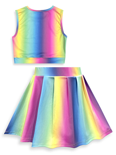 Denokids Renkli Kız Çocuk Spor Şort Etek Crop Atlet Takım - S000508985-23173