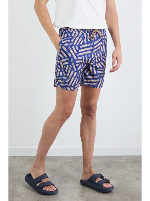 Fullamoda Çizgi Baskılı Cepli Deniz Şortu - S000407889-19928