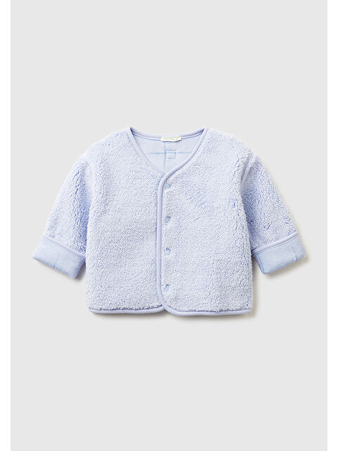 United Colors Of Benetton Bebek Açık Mavi Desenli Çift Taraflı Çıtçıtlı Bomber Yaka Şardonlu Sweatshirt Hırka - S000488047-17437