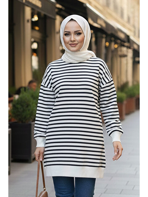 Remsa Bisiklet Yaka Çizgili Basic Uzun Kol Sweatshirt 3030 Lacivert - S000494069-21164