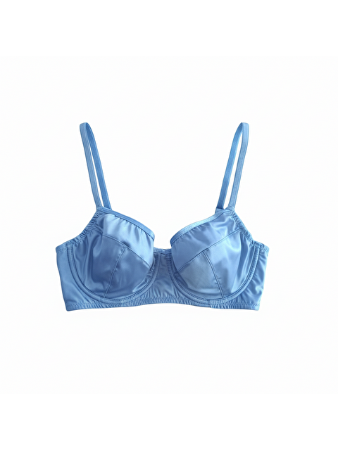 Bonbon Kadın Saten Balenli Mavi Renk Sütyen Bb2081