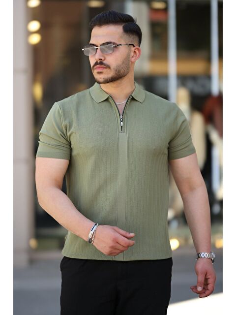 Jane's Erkek Yakası Fermuarlı Kısa Kollu T-shirt - S000528321-18547