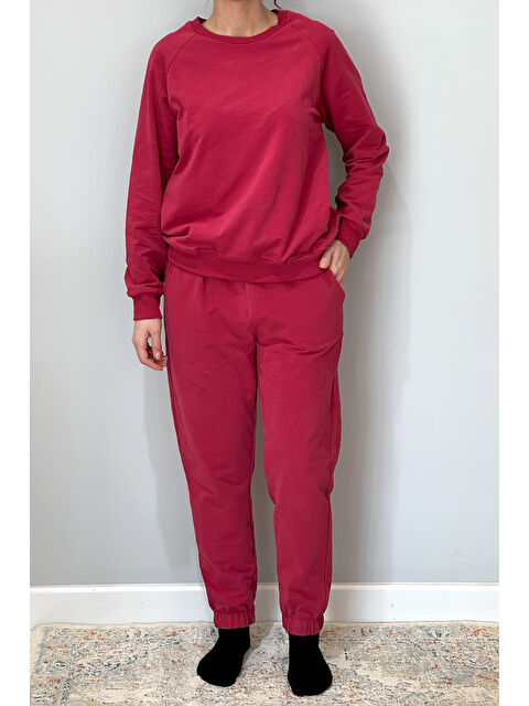 Remsa Kadın Sweatshirt Paçası Lastikli Eşofman Takımı 8006 Bordo - S000342872-19951