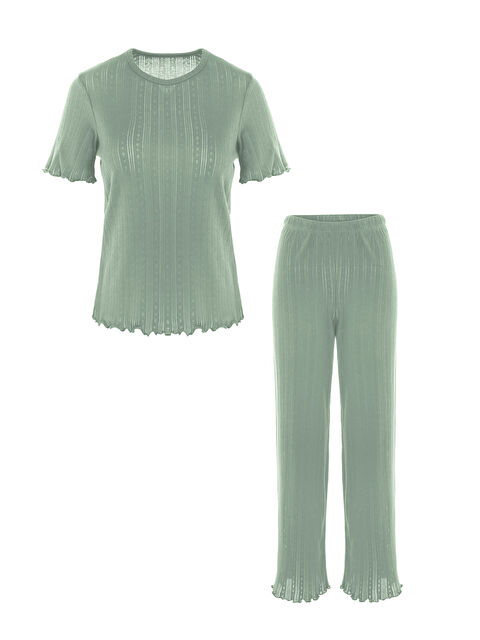 Koza İç Giyim Kadın Pamuklu Kısa Kollu Baby Overloklu Pijama Takımı - S000492883-18194