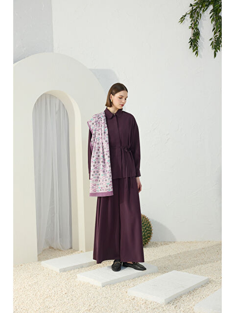 AKER Mürdüm Kemerli Pileli Pantolon Etek