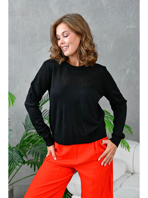 carla10 Kadın Bisiklet Yaka Ajurlu Triko Kazak - S000494071-19351