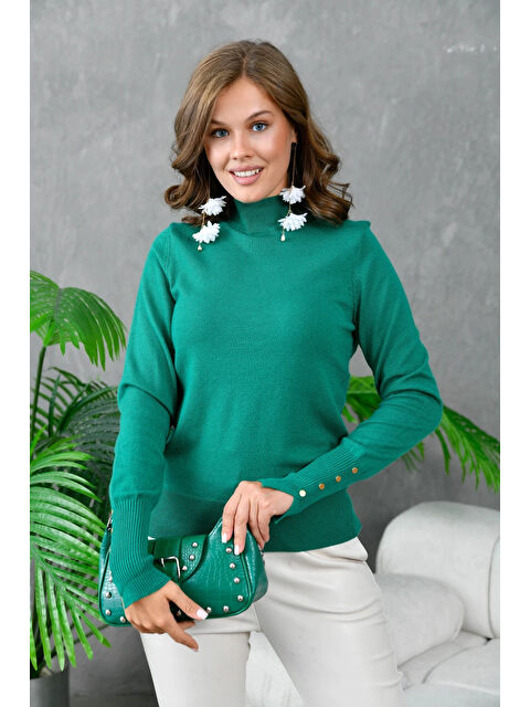 carla10 Kadın Dik Yaka Premium İplik Basic Triko Kazak - S000494072-18194