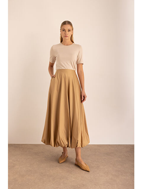 AKER Taş Dokuma Cepli Balon Etek