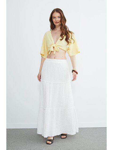 Fullamoda Beli Lastikli Bürümcük Kumaş Etek - S000530847-20063