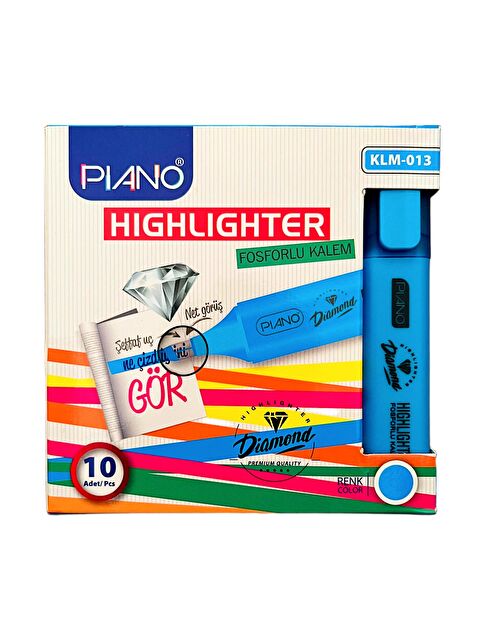 Piano Diamond Fosforlu Kalem Mavi (KLM-013) 10 Adet - S000497994-17234