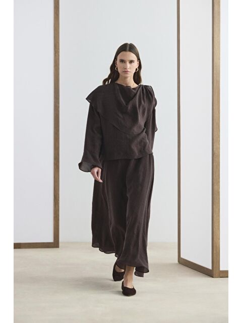 Kadriye Baştürk Şal Yaka Gömlek Etek Takım Acı Kahve - S000510809-28102