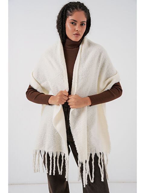 Bigdart Kadın Yumuşak Dokulu Kalın Şal Atkı 15951 - Ekru - S000461647-19965